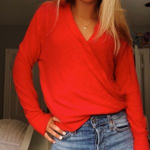 Bright red blouse
